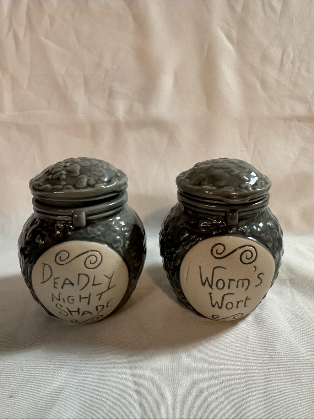 Disney Nightmare Before Christmas Deadly Night Shade Worms Wart Potion Jars set